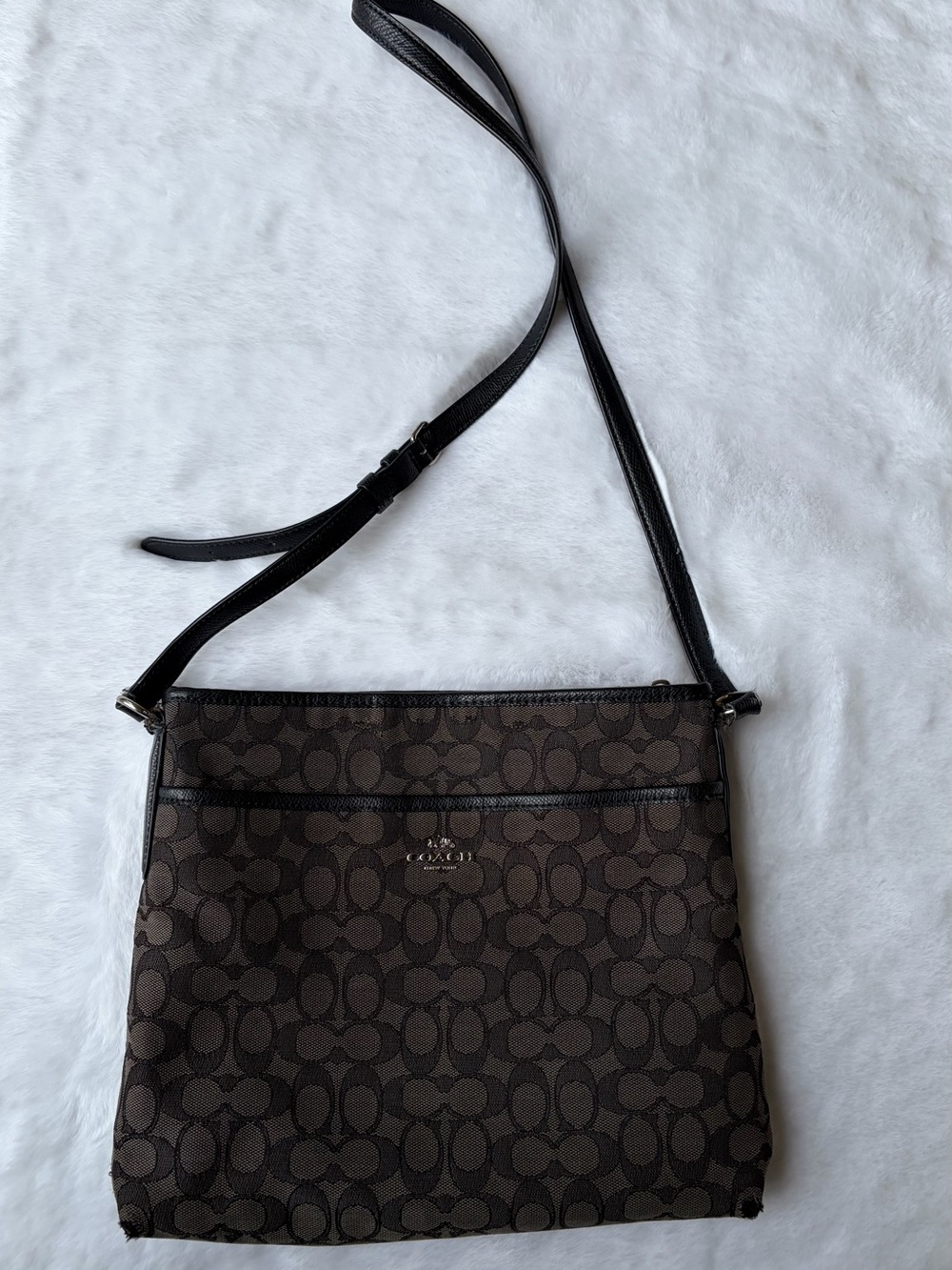 Vintage Coach Signature Canvas Outline File Bag Messenger Crossbody Tote F58285